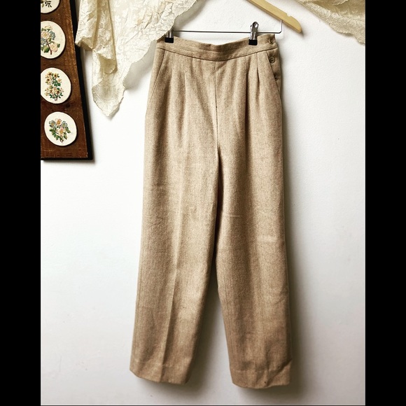 Vintage Pants - 1970’s High Waisted Wool Trousers